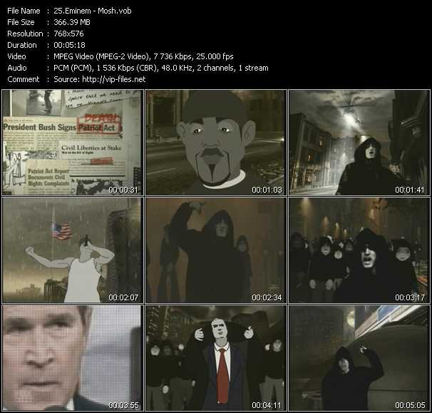 Eminem video ”Mosh” from dvd ”MixMash Dance November - December 2004”