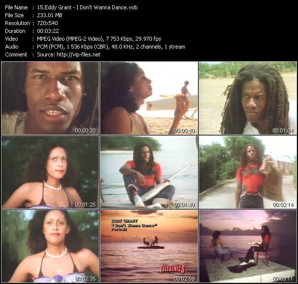 Eddy Grant video ”I Don't Wanna Dance” from dvd ”Telegenics Number 04B. July 1983”