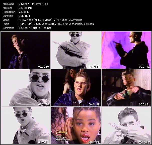 Snow video ”Informer” from dvd ”Telegenics Number 119C. Top 40. February 1993”