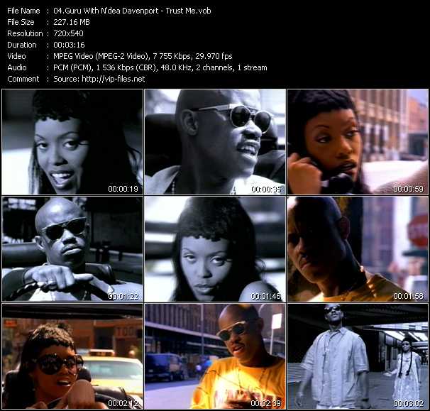 Guru With N'Dea Davenport video ”Trust Me” from dvd ”Telegenics Number 125B. Urban. August 1993”