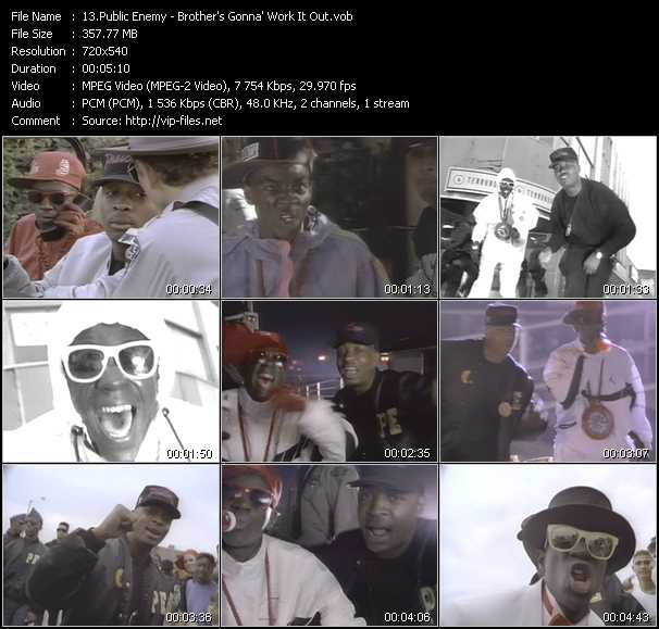 Public Enemy video ”Brothers Gonna Work It Out” from dvd ”Telegenics Number 89B. Urban. August 1990”