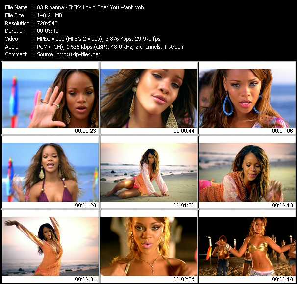 Rihanna video ”If It's Lovin' That You Want” from dvd ”Top Hits USA Video VH-35 October 2005”