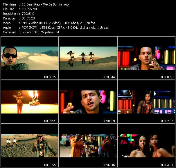 Sean Paul video ”We Be Burnin'” from dvd ”Top Hits USA Video VH-36 November 2005”