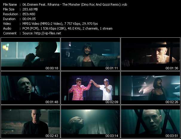 Eminem Feat. Rihanna video ”The Monster (Dino Roc And Gozzi Remix)” from dvd ”DTVideos Club Remixes Vol.118”