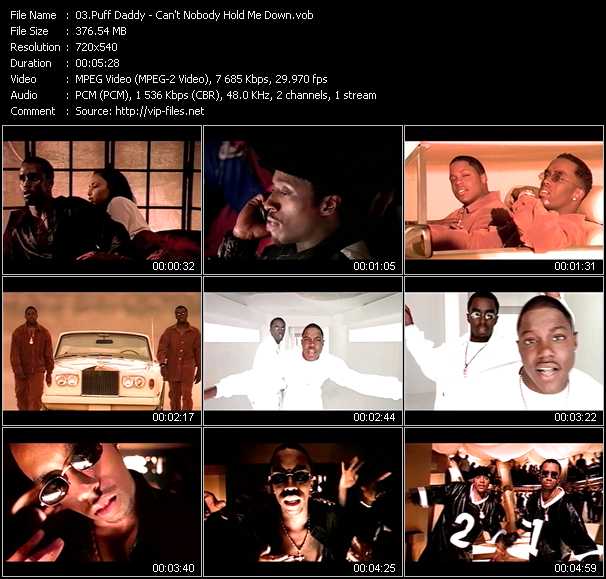 Puff Daddy (P. Diddy) video ”Can't Nobody Hold Me Down” from dvd ”ETV ET-VideoLink Nite Life 233 October 1996”