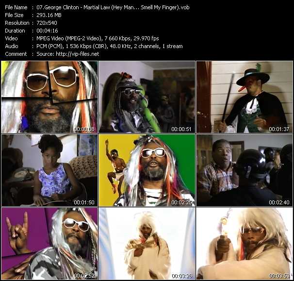 George Clinton video ”Martial Law (Hey Man... Smell My Finger)” from dvd ”Telegenics Number 130B. Urban. January 1994”