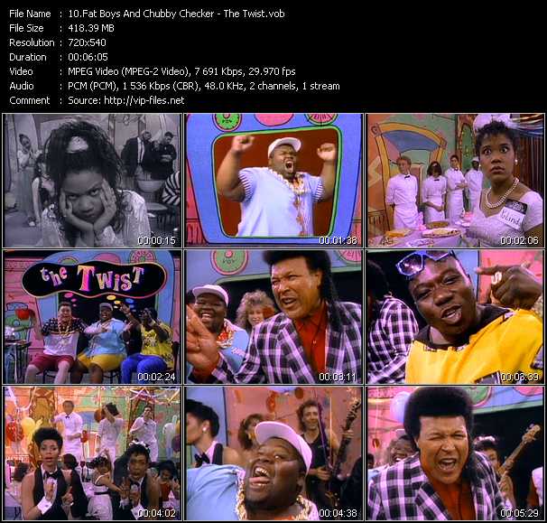 Fat Boys And Chubby Checker video ”The Twist” from dvd ”Telegenics Number 65B. Urban. August 1988”