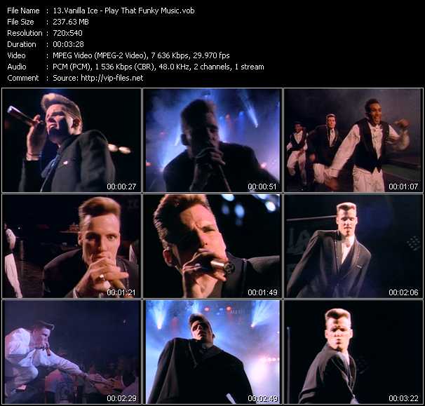 Vanilla Ice video ”Play That Funky Music” from dvd ”Telegenics Number 95B. Urban. February 1991”