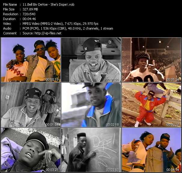 Bell Biv DeVoe video ”She's Dope!” from dvd ”Telegenics Number 97B. Urban. April 1991”