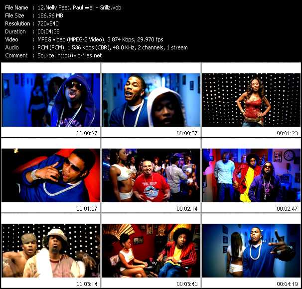 Nelly Feat. Paul Wall, Ali And Gipp video ”Grillz” from dvd ”Top Hits USA Video VH-37 December 2005”