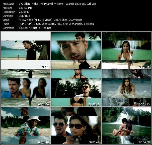 Robin Thicke Feat. Pharrell Williams video ”Wanna Love You Girl” from dvd ”Top Hits USA Video VH-37 December 2005”