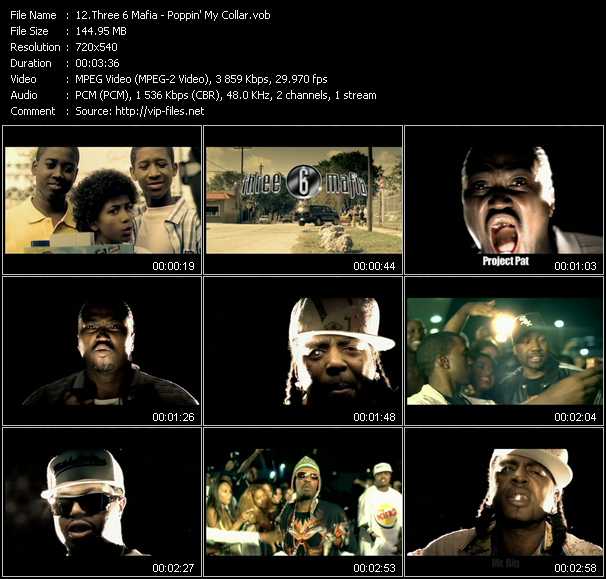 Three 6 Mafia video ”Poppin' My Collar” from dvd ”Top Hits USA Video VH-39 February 2006”