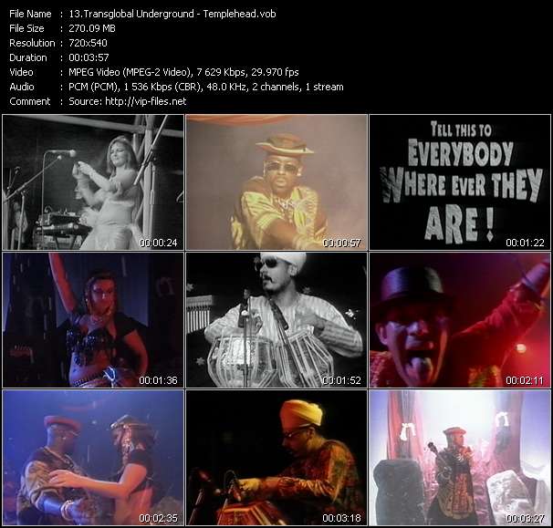 Transglobal Underground video ”Templehead” from dvd ”ETV ET-VideoLink Modern Progressive 3029. March 1995”