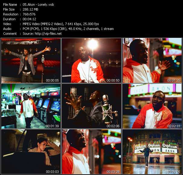 Akon video ”Lonely” from dvd ”MixMash Italiano May 2005”