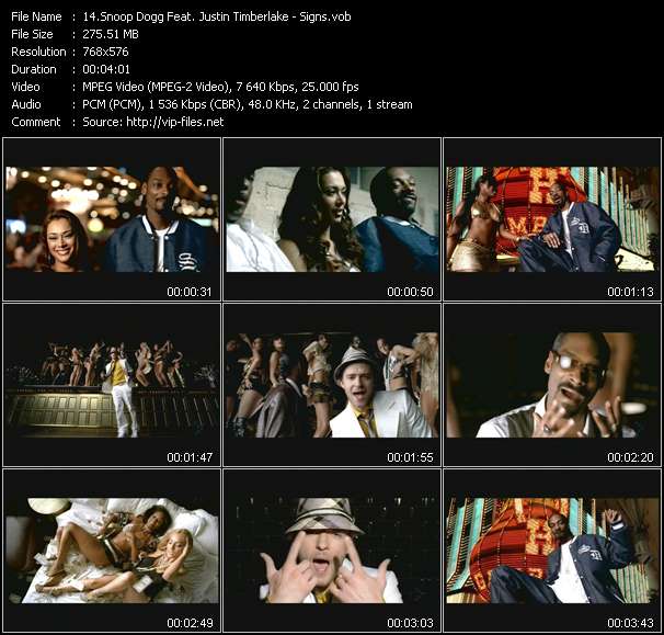 Snoop Dogg Feat. Justin Timberlake video ”Signs” from dvd ”MixMash Italiano May 2005”