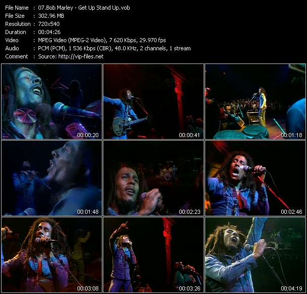 Bob Marley video ”Get Up Stand Up” from dvd ”Rock America September 1986”