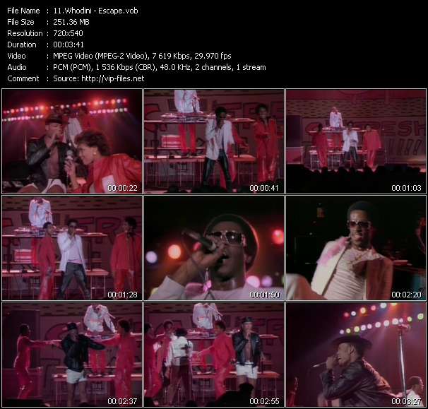 Whodini video ”Escape” from dvd ”Rock America Dance June 1985”