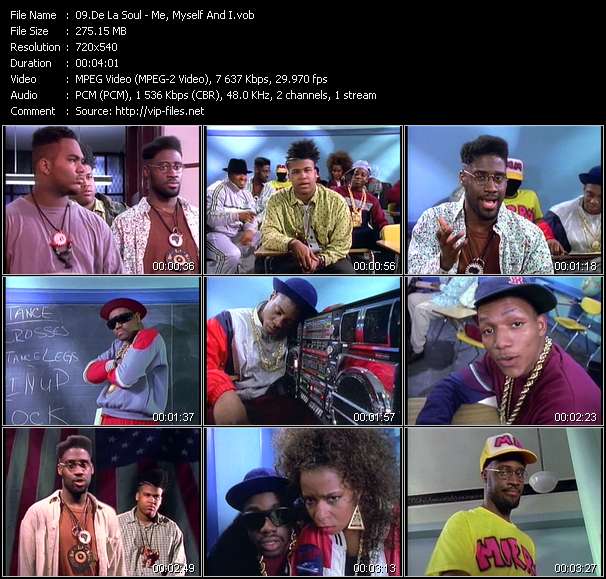 De La Soul video ”Me Myself And I” from dvd ”Telegenics Number 74B. Urban. May 1989”