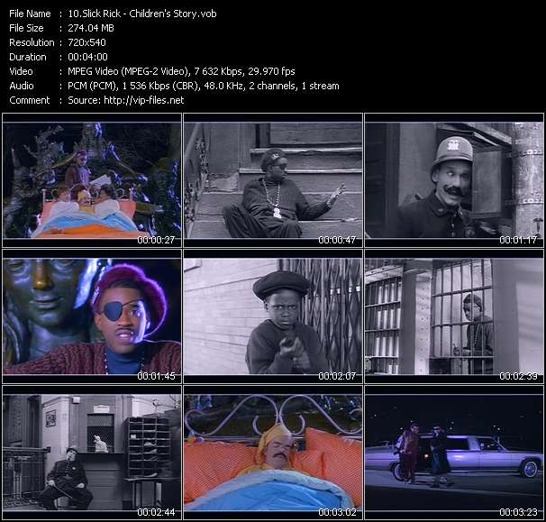 Slick Rick video ”Children's Story” from dvd ”Telegenics Number 74B. Urban. May 1989”