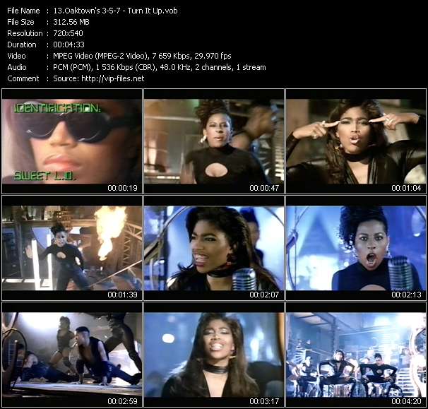 Oaktown's 3-5-7 video ”Turn It Up” from dvd ”Telegenics Number 101B. Urban. August 1991”