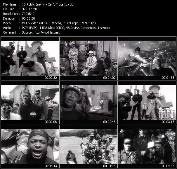 Public Enemy video ”Can't Truss It” from dvd ”Telegenics Number 105B. Urban. December 1991”