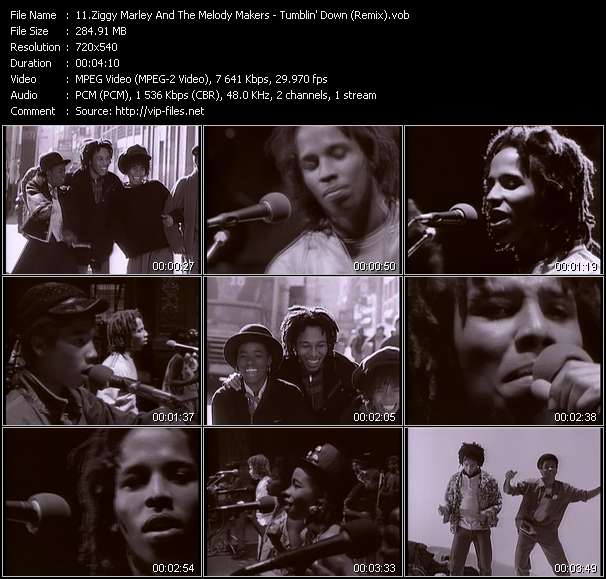 Ziggy Marley And The Melody Makers video ”Tumblin' Down (Remix)” from dvd ”Telegenics Number 70D. Dance Plus. January 1989”