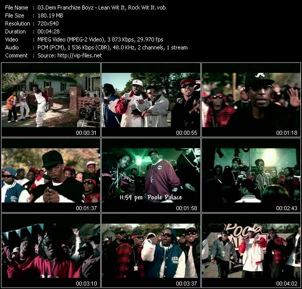 Dem Franchize Boyz video ”Lean Wit It, Rock Wit It” from dvd ”Top Hits USA Video VH-42 May 2006”