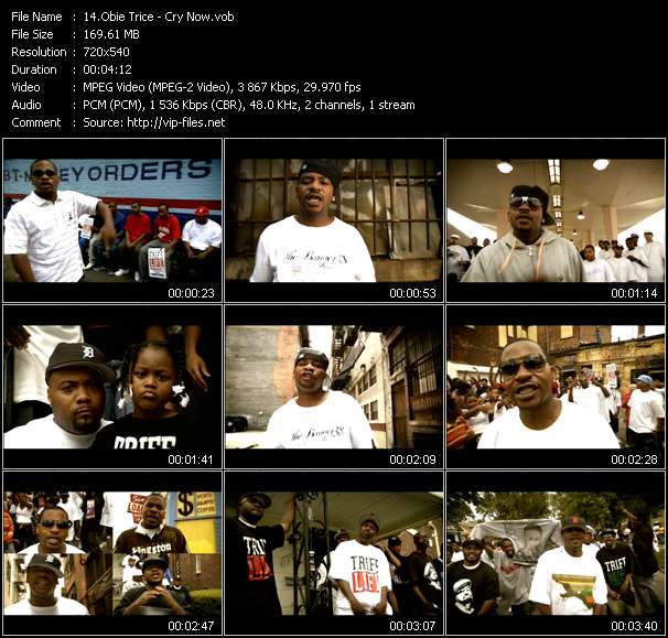 Obie Trice video ”Cry Now” from dvd ”Top Hits USA Video VH-46 September 2006”