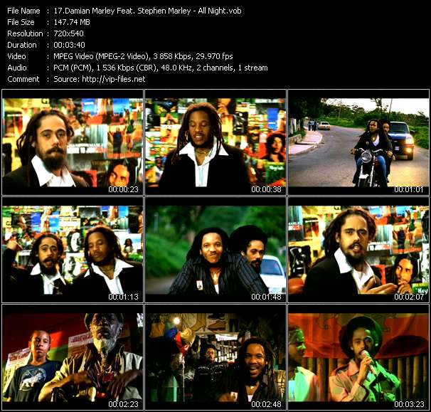 Damian Marley Feat. Stephen Marley video ”All Night” from dvd ”Top Hits USA Video VH-46 September 2006”