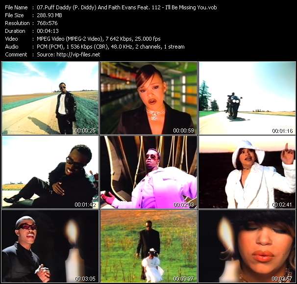 Puff Daddy (P. Diddy) And Faith Evans Feat. 112 video ”I'll Be Missing You” from dvd ”The Video Pool UK July 1997”