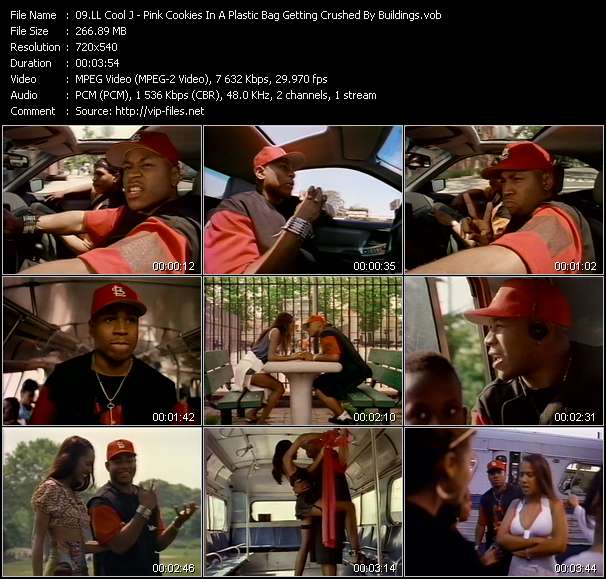 LL Cool J video ”Pink Cookies In A Plastic Bag Getting Crushed By Buildings” from dvd ”Wolfram Video 1132 Hot Video A. July 1993”