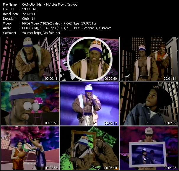 Motion Man video ”Mo' Like Flows On” from dvd ”Wolfram Video 1142 Hot Video A. August 1993”