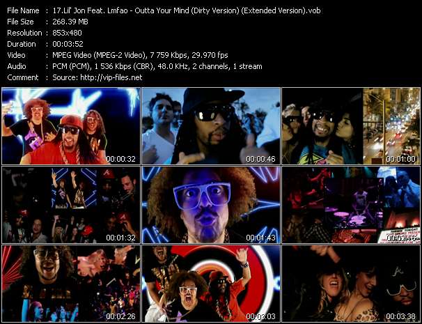 Lil' Jon Feat. Lmfao video ”Outta Your Mind (Dirty Version) (Extended Version)” from dvd ”DTVideos Extended Vol.122”