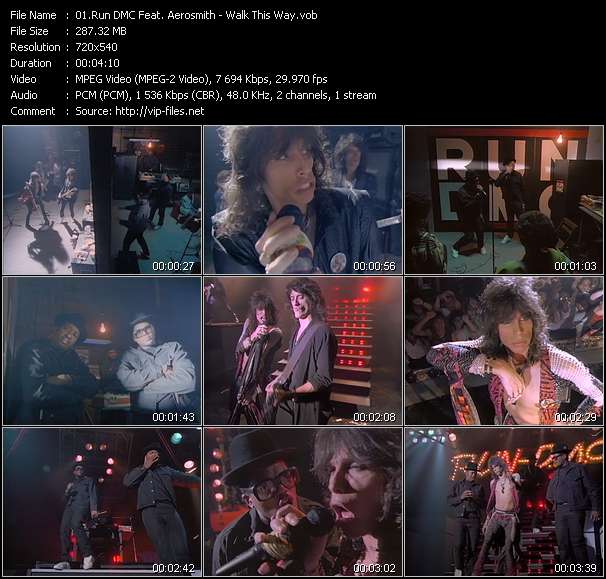 Run DMC Feat. Aerosmith video ”Walk This Way” from dvd ”ETV ET-VideoLink Rock Hits 219 August 1986”