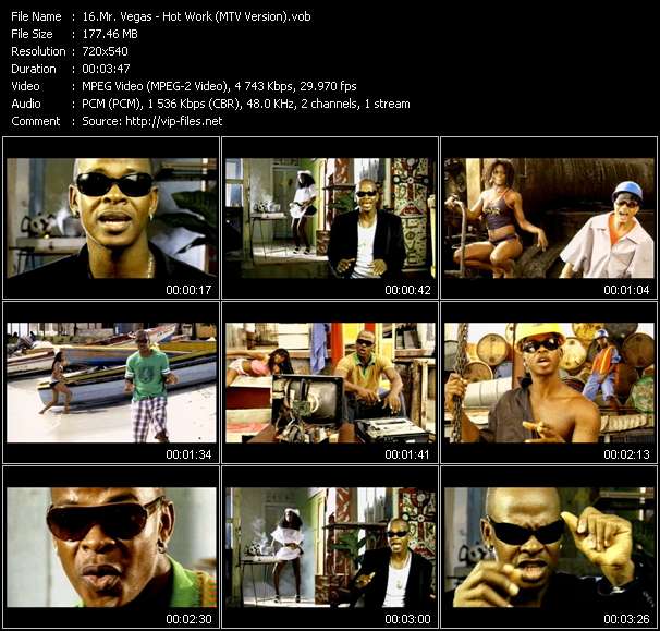 Mr. Vegas video ”Hot Work (MTV Version)” from dvd ”Island Sounds Vol.2”