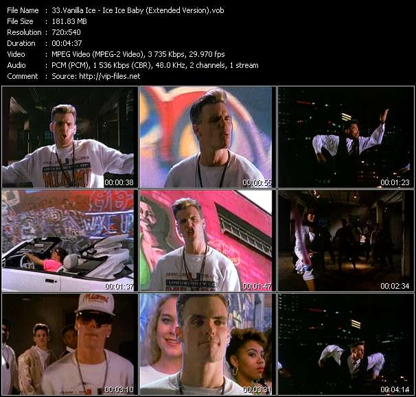 Vanilla Ice video ”Ice Ice Baby (Extended Version)” from dvd ”All Time Party Classics Vol.1”