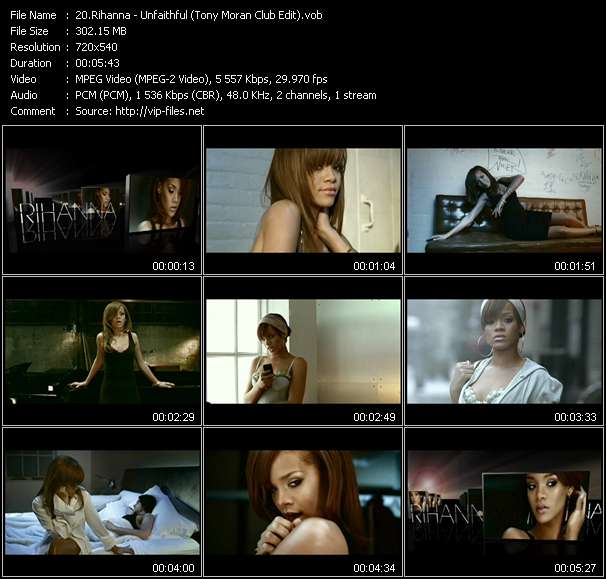 Rihanna video ”Unfaithful (Tony Moran Club Edit)” from dvd ”Club Video July 2006”