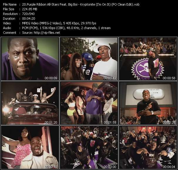 Purple Ribbon All-Stars Feat. Big Boi video ”Kryptonite (I'm On It) (PO Clean Edit)” from dvd ”Hot Video March 2006”