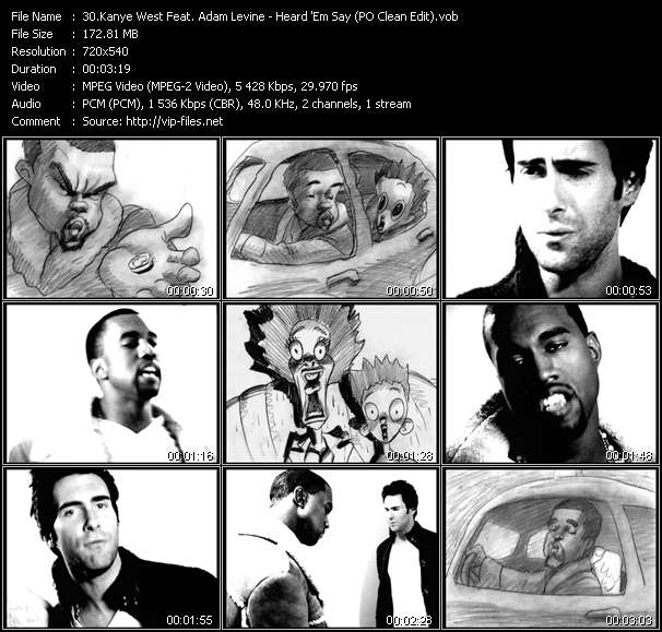 Kanye West Feat. Adam Levine video ”Heard 'Em Say (PO Clean Edit)” from dvd ”Hot Video March 2006”