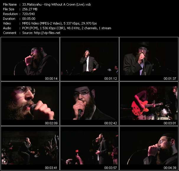 Matisyahu video ”King Without A Crown (Live)” from dvd ”Hot Video March 2006”