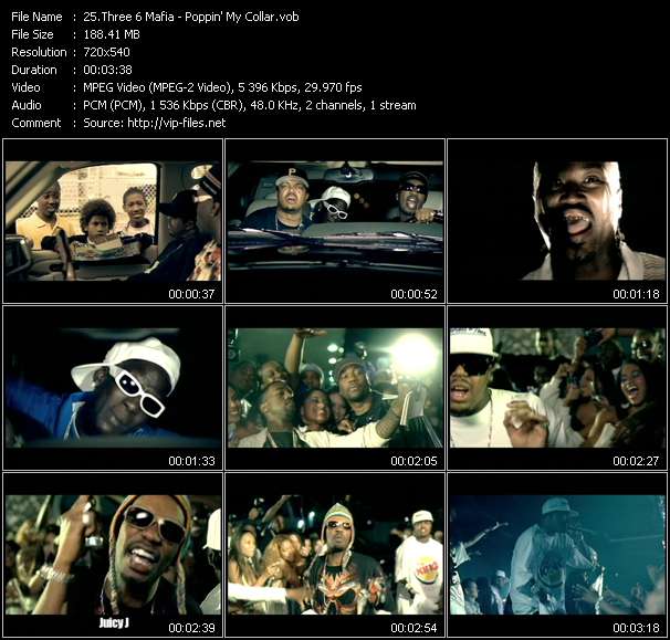 Three 6 Mafia video ”Poppin' My Collar” from dvd ”Hot Video May 2006”