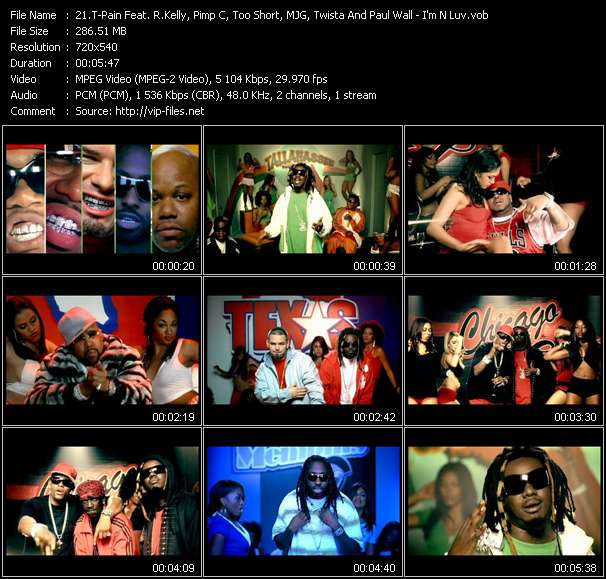 T-Pain Feat. R. Kelly, Pimp C, Too Short, MJG, Twista And Paul Wall video ”I'm N Luv (Wit A Stripper) (2 Tha Remix)” from dvd ”Hot Video June 2006”