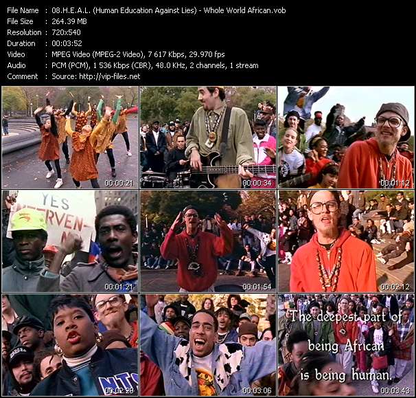 H.E.A.L. (Human Education Against Lies) video ”Whole World African” from dvd ”Rock America Urban February 1992”