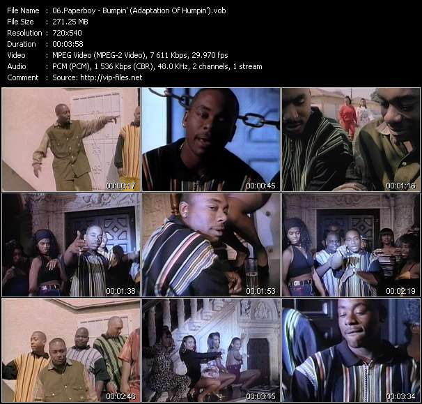 Paperboy video ”Bumpin' (Adaptation Of Humpin')” from dvd ”Telegenics Number 123B. Urban. June 1993”