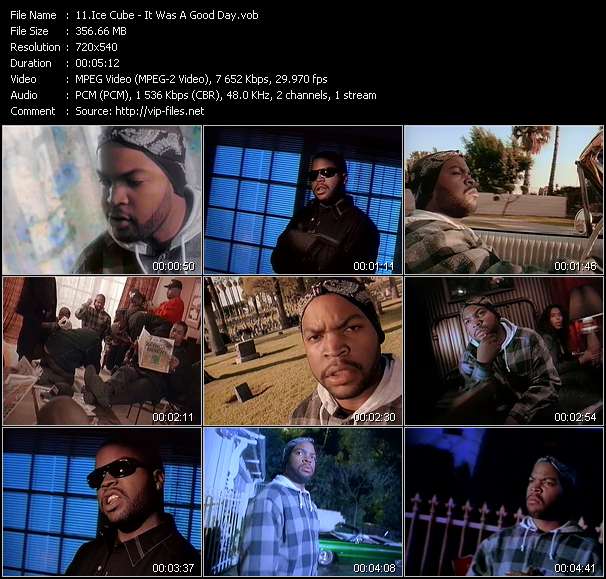 Ice Cube video ”It Was A Good Day” from dvd ”Telegenics Number 123B. Urban. June 1993”