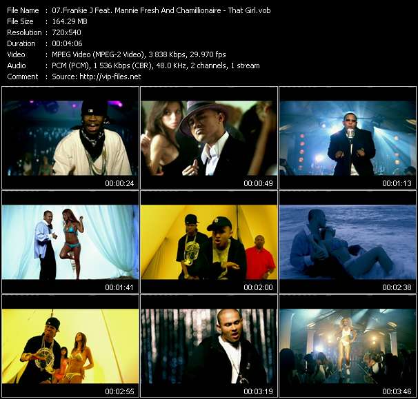 Frankie J Feat. Mannie Fresh And Chamillionaire video ”That Girl” from dvd ”Top Hits USA Video VH-48 November 2006”