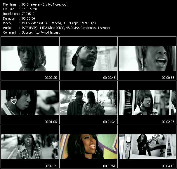 Shareefa video ”Cry No More” from dvd ”Top Hits USA Video VH-52 March 2007”