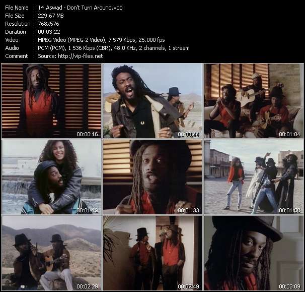 Aswad video ”Don't Turn Around” from dvd ”The Video Pool UK March 1988”