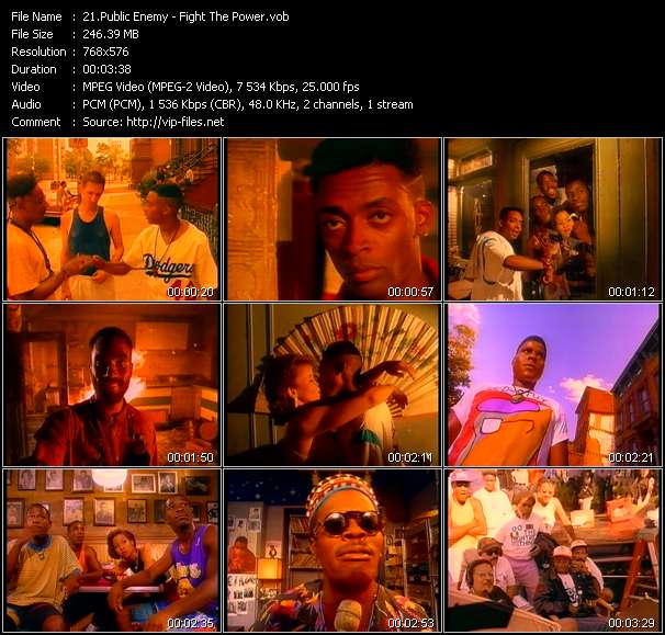 Public Enemy video ”Fight The Power” from dvd ”The Video Pool UK July 1989”