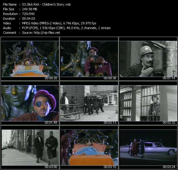 Slick Rick video ”Children's Story” from dvd ”Def Jam Recordings 25. VJ Bring That Video Back”